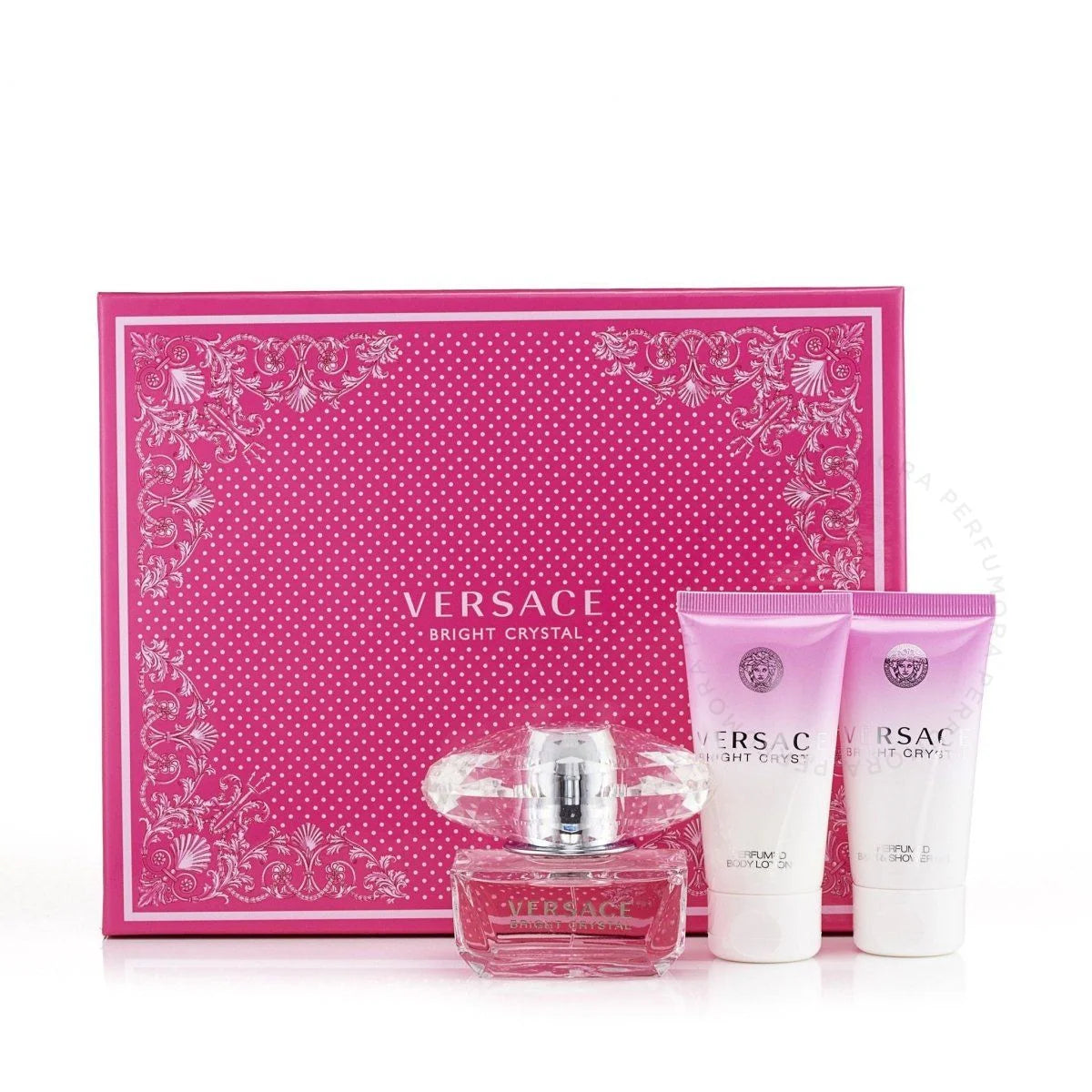 Bright Crystal Gift Set Eau de Toilette Body Lotion and Shower Gel for Women by Versace