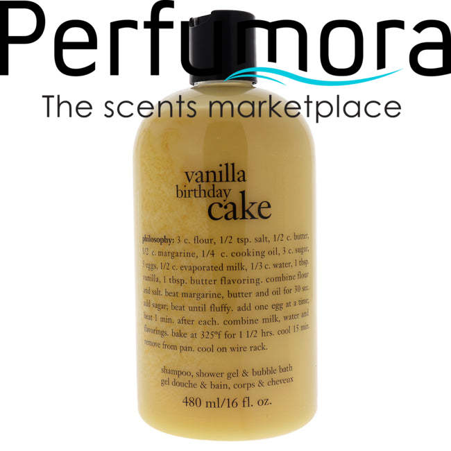 Vanilla Birthday Cake by Philosophy for Unisex - 16 oz Shampoo, Shower Gel and Bubble Bath