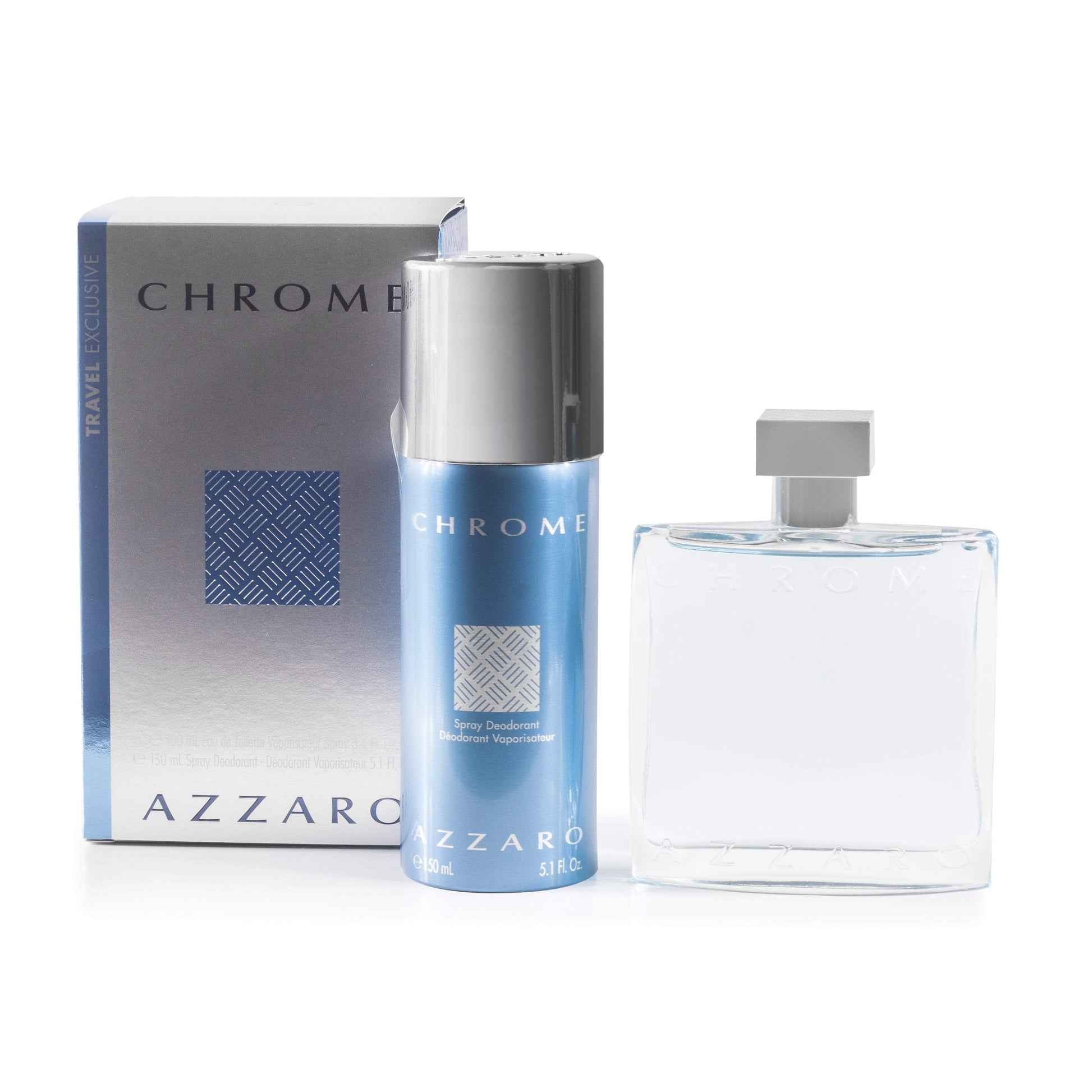 Chrome Eau de Toilette and Deodorant Gift Set for Men by Azzaro 3.4 oz.