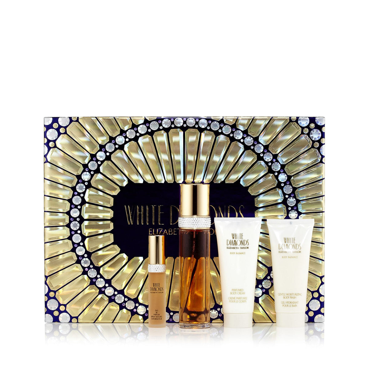 White Diamonds Gift Set Eau de Toilette, Mini, Body Cream and Body Wash for Women by Elizabeth Taylor 3.3 oz.