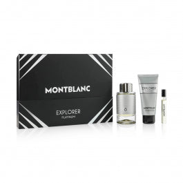 Mont Blanc Explorer Platinum EDP 3 Pce Gift Set and Spray Gel for Travel for Men