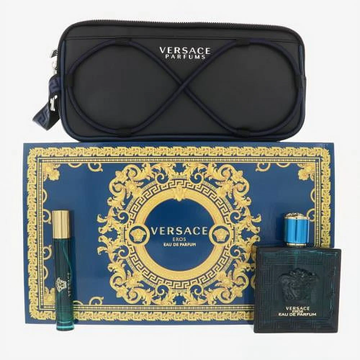 VERSACE  Eros Gift Set 3 - Pcs( 3.4  EDP+ 10 ML EDP + TROUSSE)