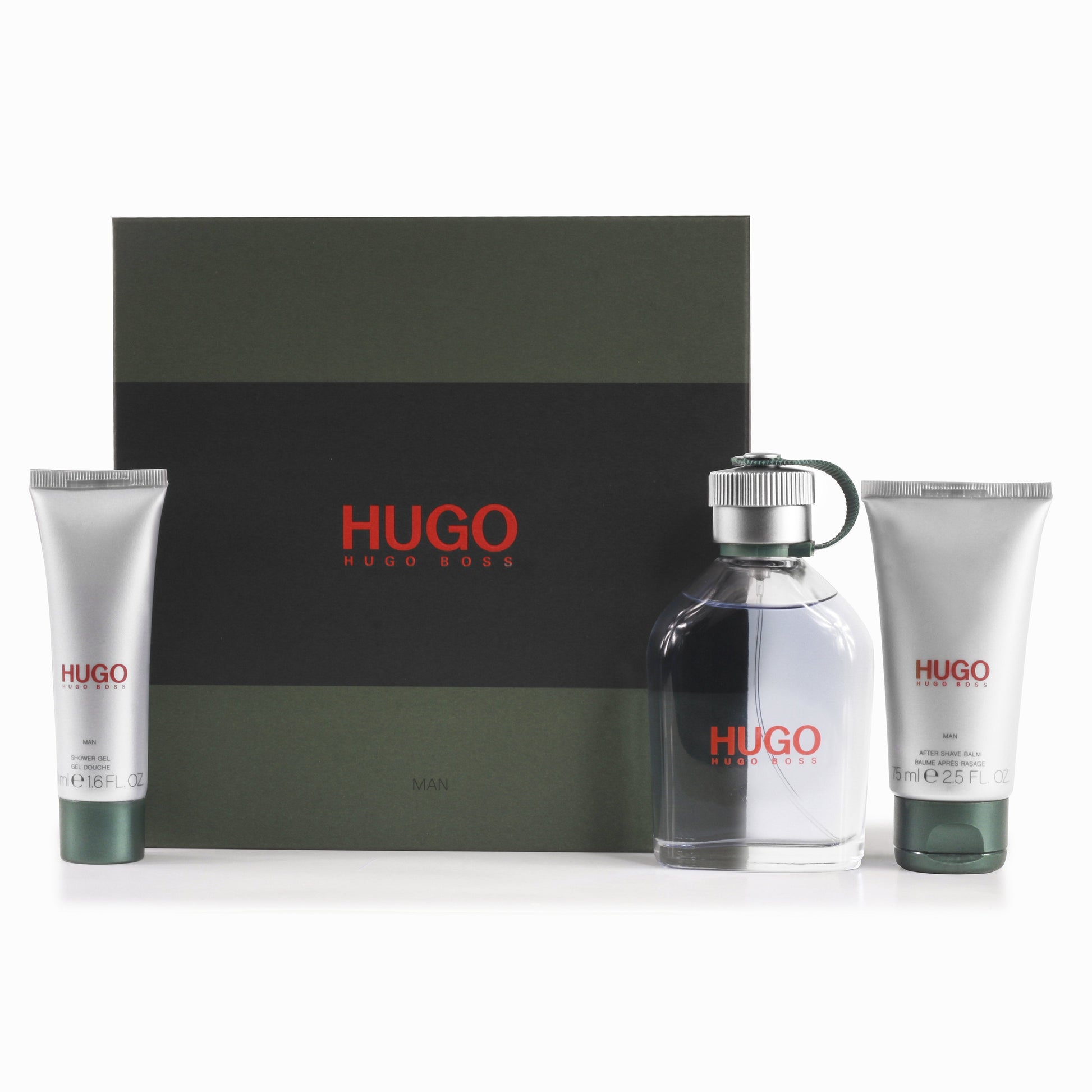 Hugo Green Eau de Toilette, Shower Gel and After Shave Balm Set for Men by Hugo Boss 4.2 oz.
