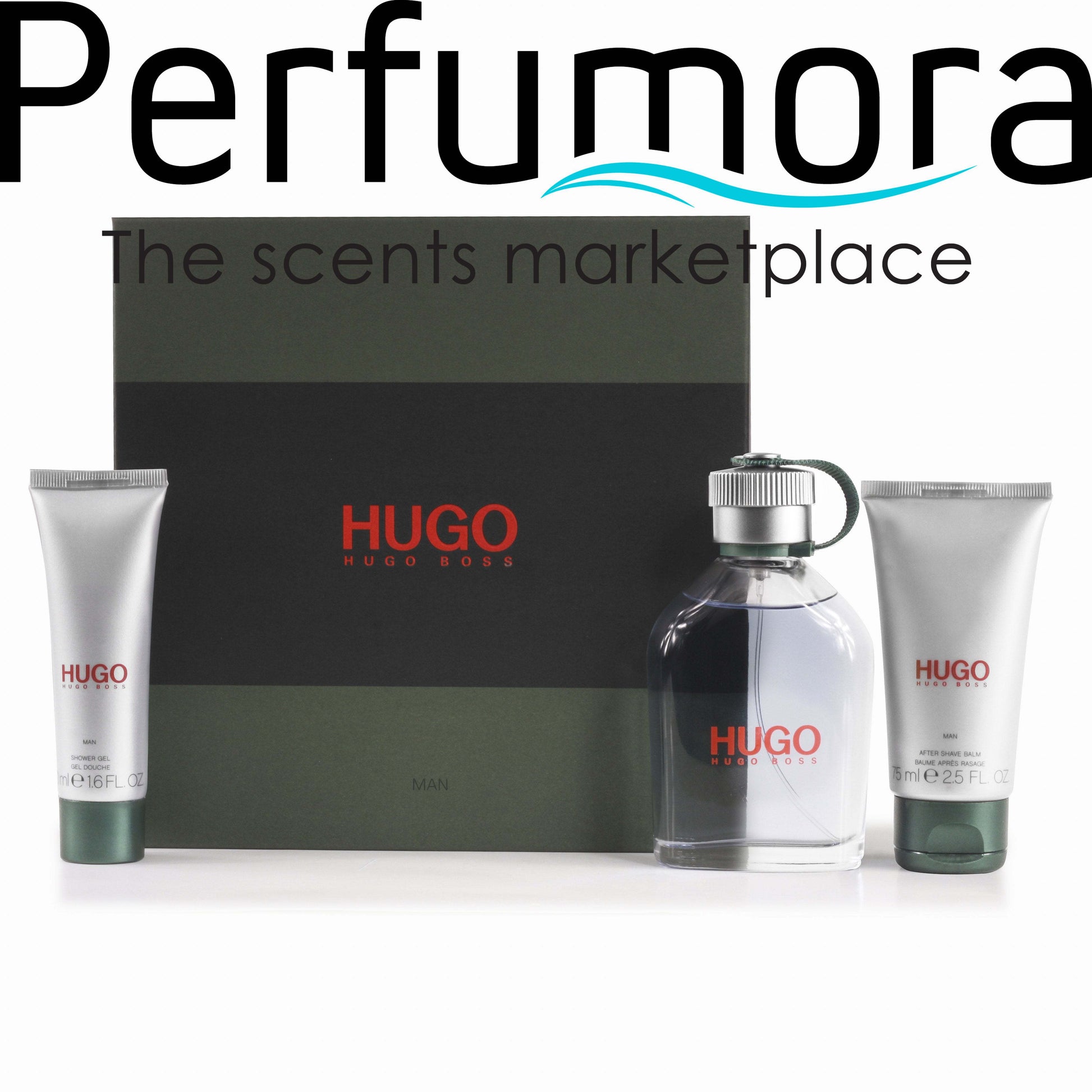 Hugo Green Eau de Toilette, Shower Gel and After Shave Balm Set for Men by Hugo Boss 4.2 oz.