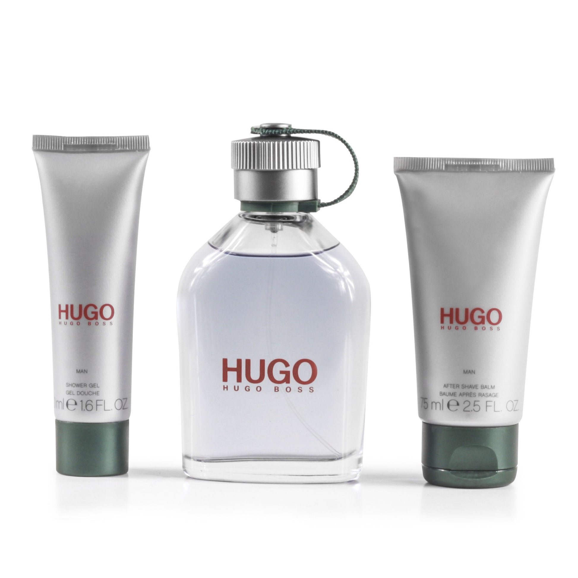 Hugo Green Eau de Toilette, Shower Gel and After Shave Balm Set for Men by Hugo Boss 4.2 oz.