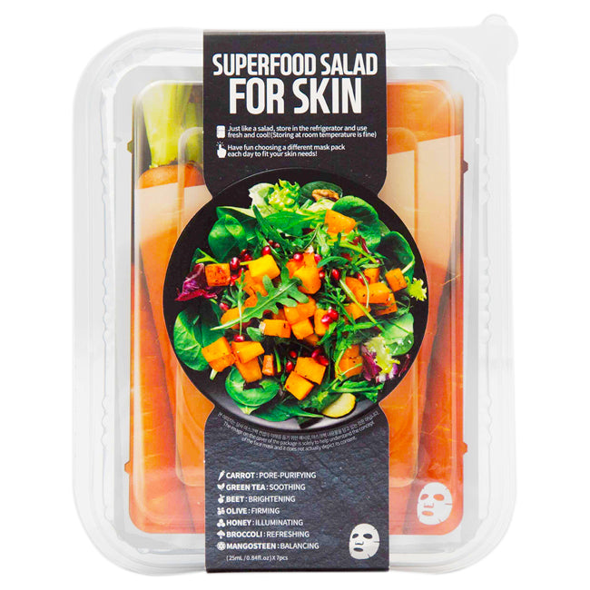 Superfood Salad Facial Sheet Mask For Skin - Carrot by Farm Skin for Unisex - 7 x 0.84 oz Mask
