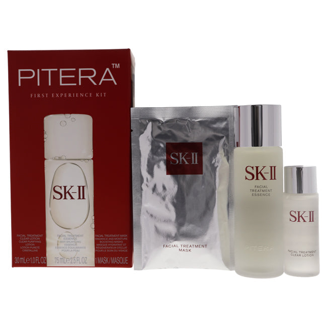 Pitera First Experience Kit by SK-II for Unisex - 3 Pc 2.5oz Facial Treatment Essence , 1oz Facial Treatment Clear Lotion, 1Pc Facial Treatment Mask