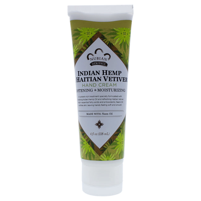 Indian Hemp and Haitian Vetiver Hand Cream by Nubian Heritage for Unisex - 4 oz Cream