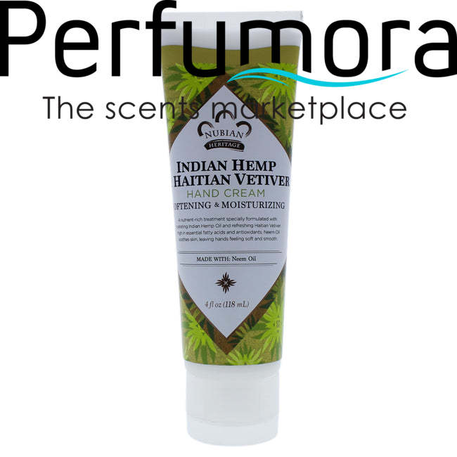 Indian Hemp and Haitian Vetiver Hand Cream by Nubian Heritage for Unisex - 4 oz Cream