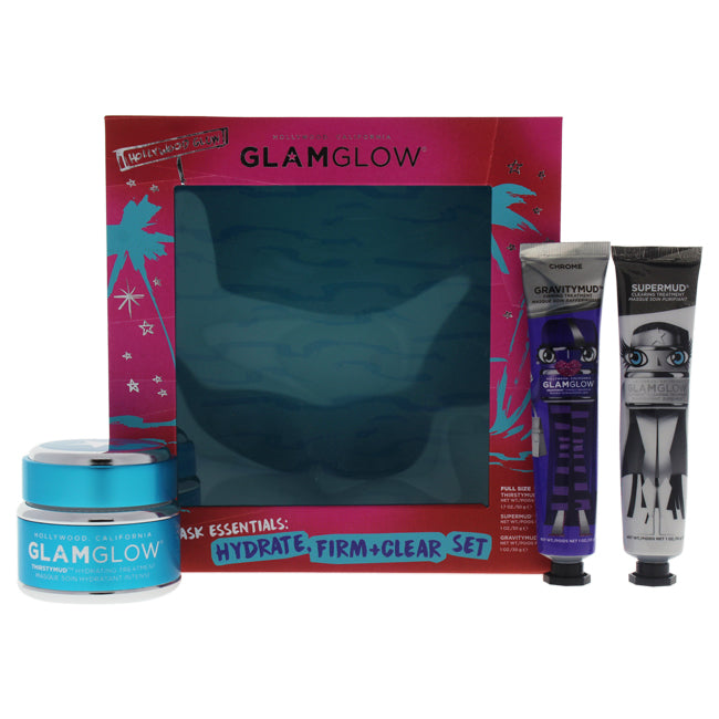 Mask Essentials Hydrate Firm and Clear Set by Glamglow for Women - 3 Pc 1.7oz Thirstymud, 1oz Supermud, 1oz Gravitymud