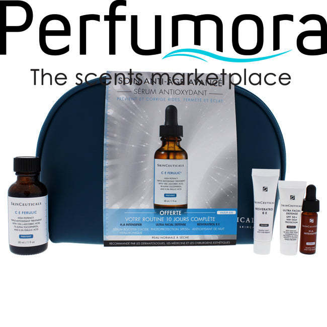 Serum Antioxydant Kit by SkinCeuticals for Unisex - 5 Pc 1oz C E Ferulic, 0.1oz H.A Intensifier, 0.1oz Ultra Facial Defense SPF 50, 0.1oz Resveratrol B E, Trousse