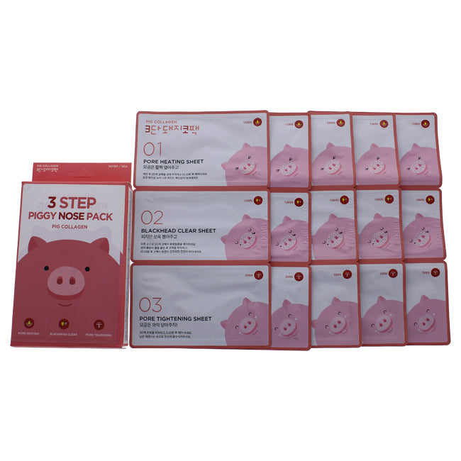 Pig Collagen 3 Step Nose Pack by Flower for Women - 5 Pc Treatment