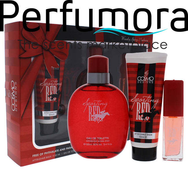 Sporting Red by Cosmo Designs for Men - 3 Pc Gift Set