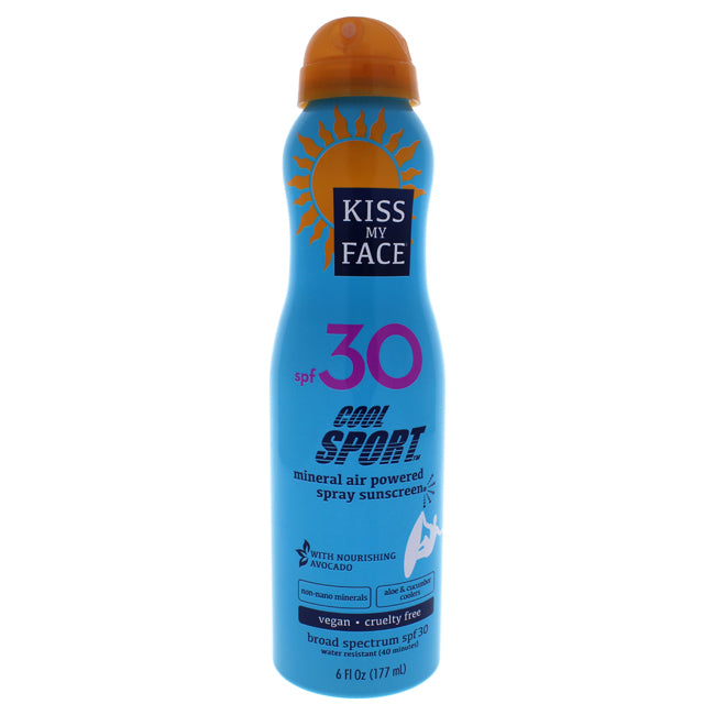 Cool Sport Mineral Air Powered Spray Sunscreen SPF 30 by Kiss My Face for Unisex - 6 oz Sunscreen