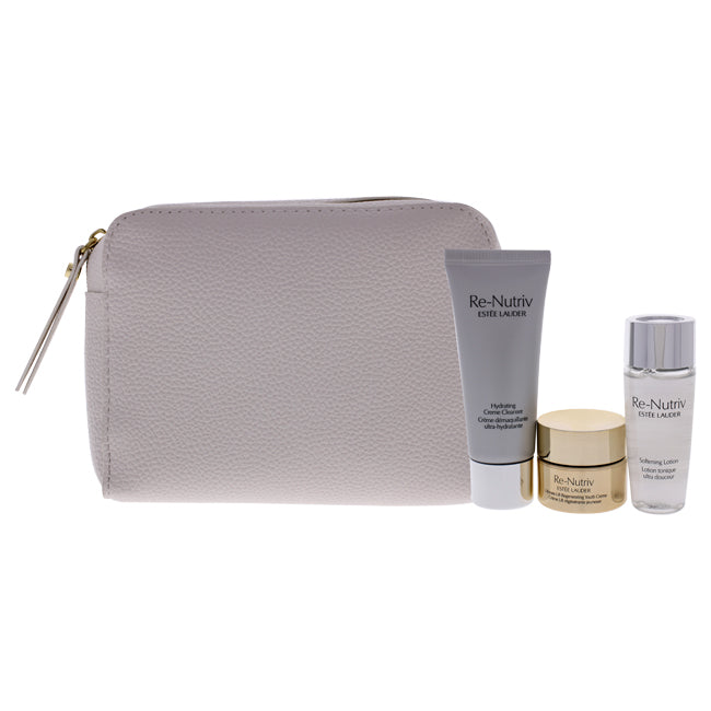 Re-Nutriv Ultimate Lift Regenerating Youth Precious Collection by Estee Lauder for Women - 4 Pc 0.5oz Cream, 1oz Hydrating Creme Cleanser, 1oz Softening Lotion, Cosmetic Bag