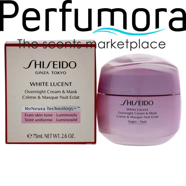 White Lucent Overnight Cream and Mask by Shiseido for Women - 2.6 oz Cream
