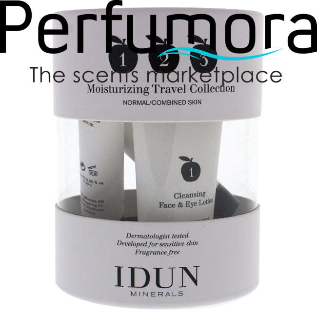 Moisturizing Travel Collection Kit by Idun Minerals for Women - 3 Pc 1oz Cleansing Face and Eye Lotion, 0.5oz Moisturizing Serum, 0.5oz Day Cream