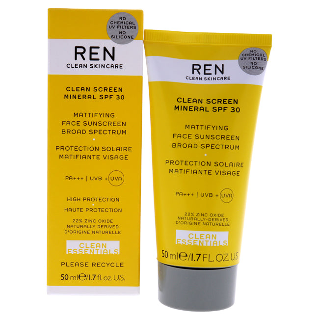 Clean Screen Mineral SPF 30 by REN for Unisex - 1.7 oz Sunscreen