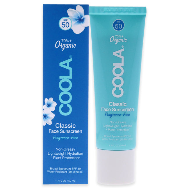 Classic Face Sunscreen Moisturizer SPF 50 - Frafrance-Free by Coola for Unisex - 1.7 oz Sunscreen