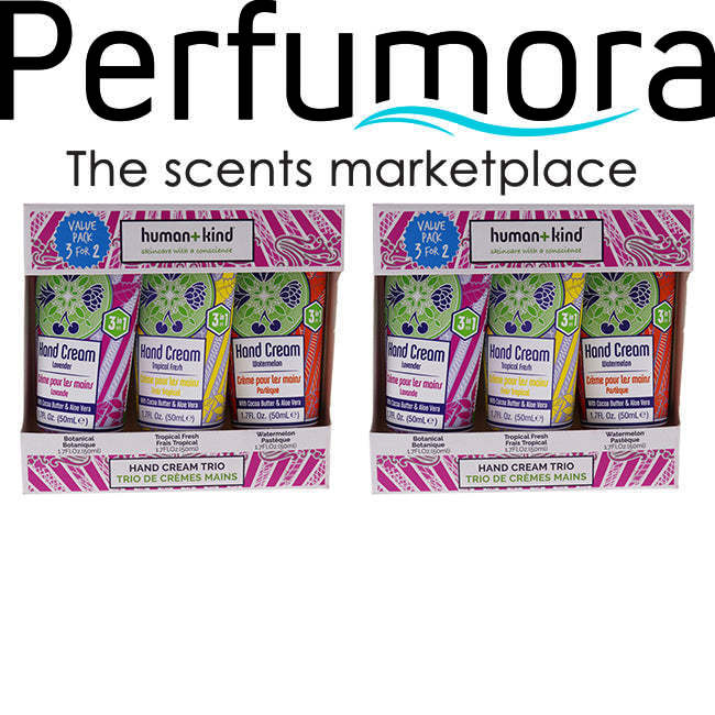 Hand Cream Trio - Pack of 2 by Human+Kind for Unisex - 3 x 1.7 oz Botanical, Tropical Fresh, Watermelon
