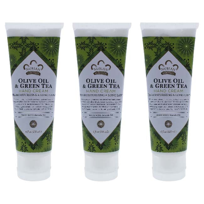 Olive Oil and Green Tea Hand Cream by Nubian Heritage for Unisex - 4 oz Cream - Pack of 3