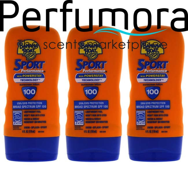 Sport Performance with Powerstay Technology Sunscreen Lotion SPF 100 by Banana Boat for Unisex - 4 oz Lotion - Pack of 3