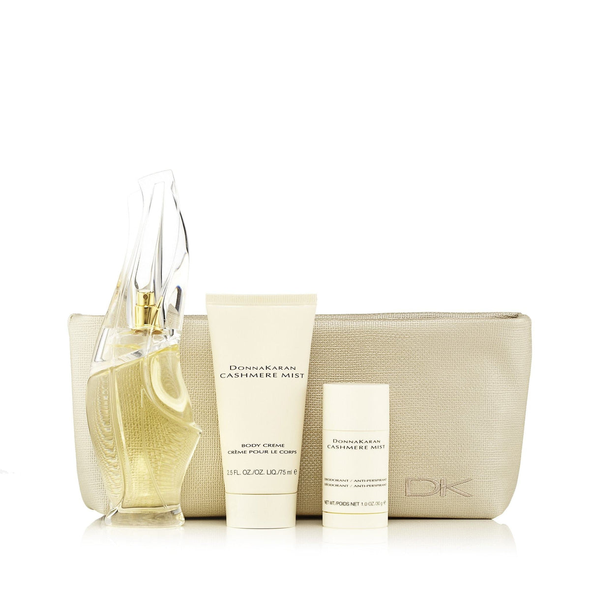 Cashmere Mist Gift Set Eau de Parfum, Body Cream, Deodorant and Bag for Women by Donna Karan 3.4 oz.