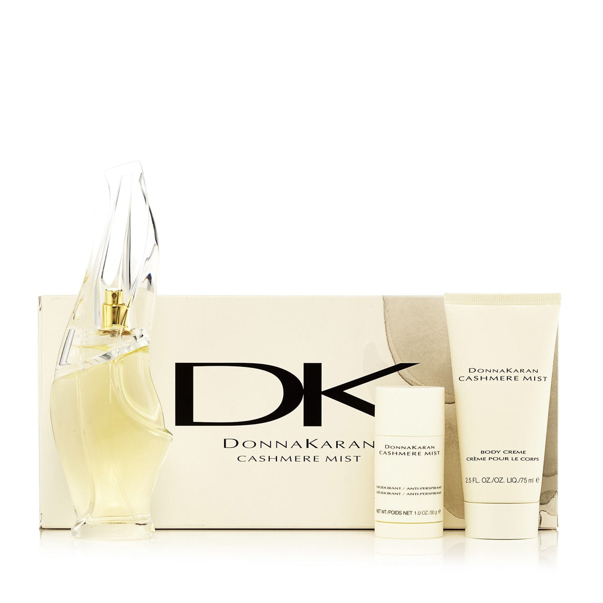 Cashmere Mist Gift Set Eau de Parfum, Body Cream, Deodorant and Bag for Women by Donna Karan 3.4 oz.