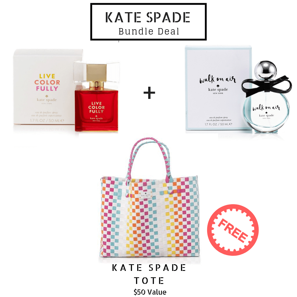 Kate Spade Bundle Pack: Live Colorfully + Walk on Air + Large Tote Bag
