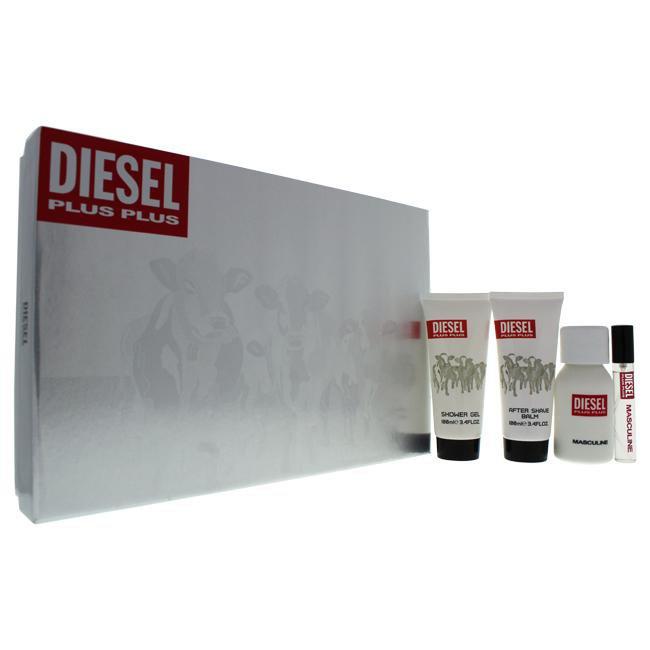 Diesel Plus Plus by Diesel for Men - 4 Pc Gift Set 2.5oz Eau de Toilette - EDT/S, 0.5oz Eau de Toilette - EDT/S, 3.4oz Shower Gel, 3.4oz After Shave Balm