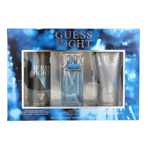 GUESS NIGHT 3 PCS SET FOR MEN: 3.4 EAU DE TOILETTE SPRAY + 6.7 SHOWER GEL + 6 OZ DEODORIZING BODY SPRAY (WINDOW BOX)