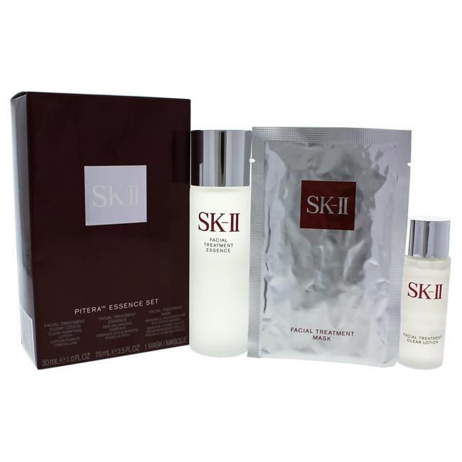 Pitera Essence Set by SK-II for Unisex - 3 Pc Kit 1oz Facial Treatment Clear Lotion, 2.5oz Skin Bala