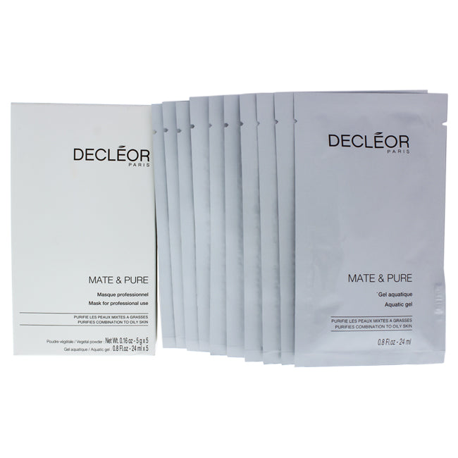 Mate & Pure Mask Vegetal Powder For Combination To Oily Skin by Decleor for Unisex - 10 Pc Kit 5 x 0.8oz Aquatic Gel, 5 x 0.16oz Vegetal Powder