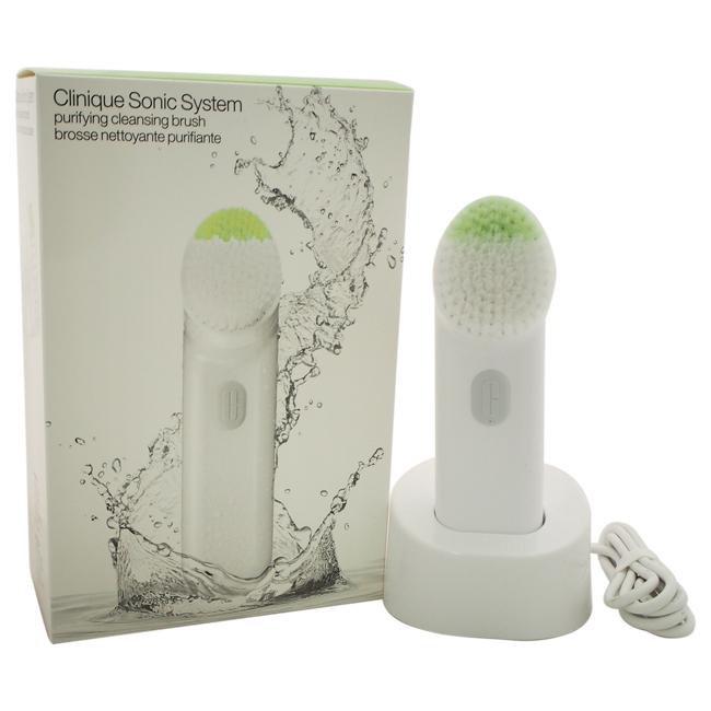 Clinique Sonic System Purifying Cleansing Brush - White by Clinique for Unisex - 4 Pc Kit Cleansing Brush, Charging Base With USB Plug, Purifying Cleansing Brush Head, Brush Cover
