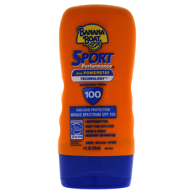 Sport Performance with Powerstay Technology Sunscreen Lotion SPF 100 by Banana Boat for Unisex - 4 oz Lotion