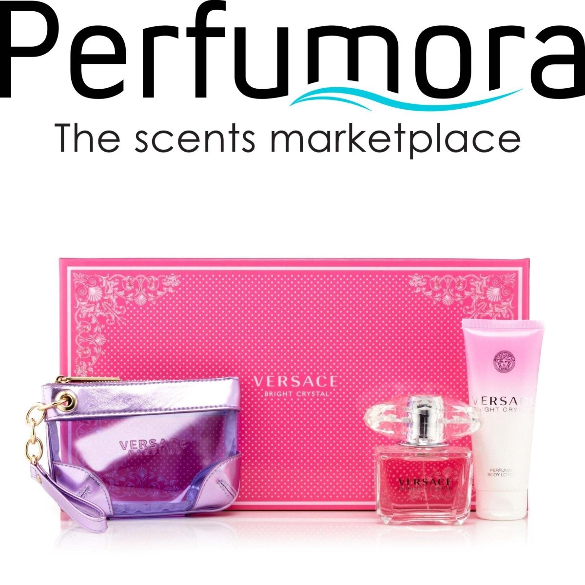 Versace Bright Crystal With Pochette Gift Set Womens 3.4 oz. 