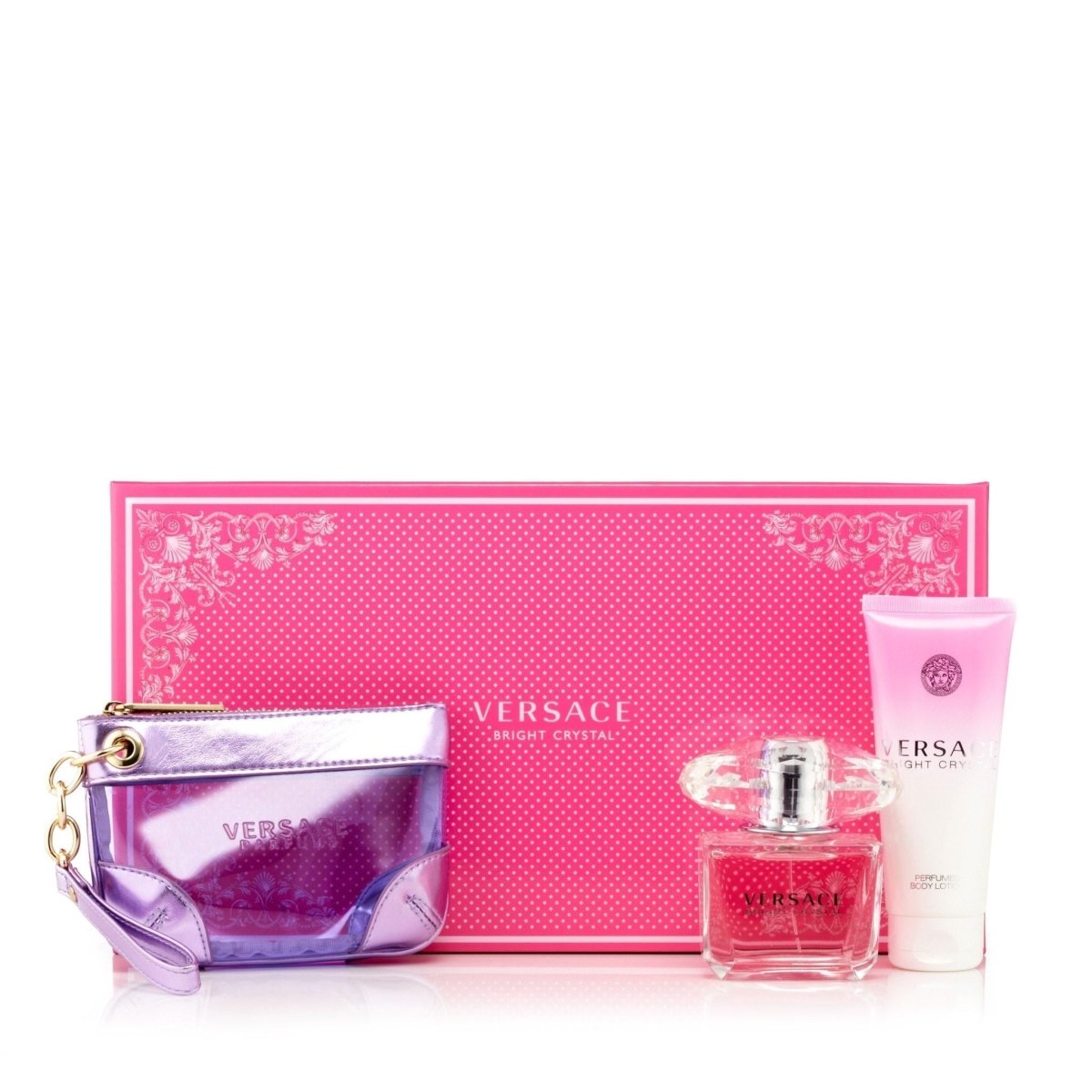 Versace Bright Crystal With Pochette Gift Set Womens 3.4 oz. 