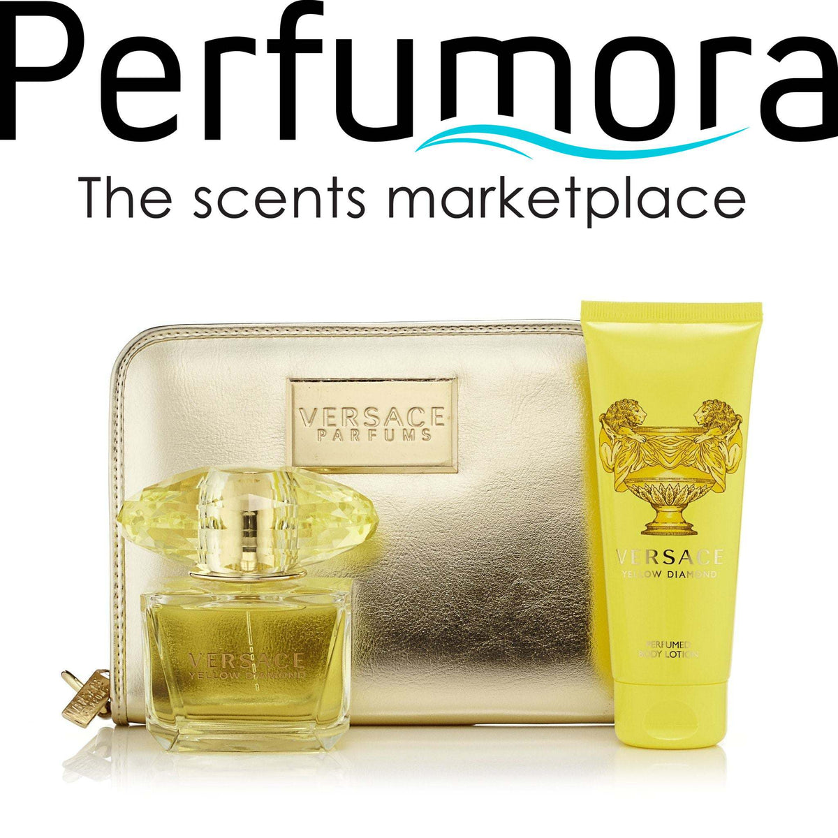 Yellow Diamond Gift Set Eau de Toilette, Body Lotion and Bag for Women by Versace 3.0 oz.
