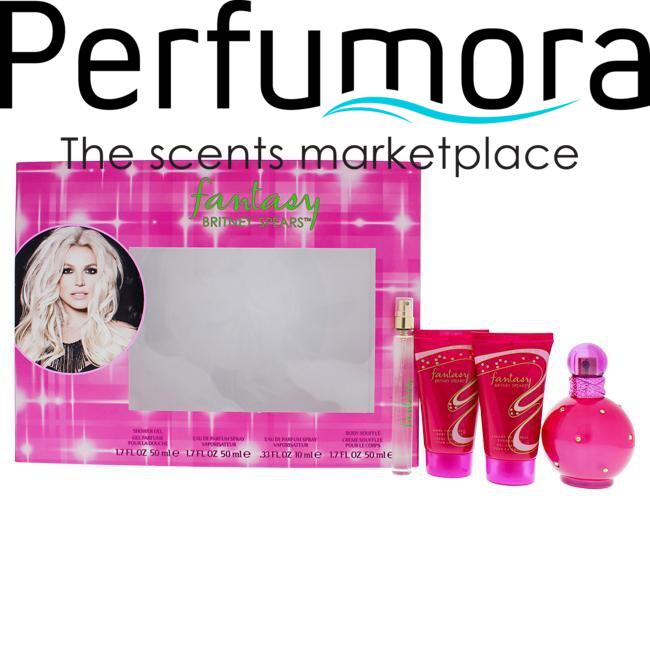 Fantasy by Britney Spears for Women - 4 Pc Gift Set 1.7oz EDP Spray, 1.7oz Body Souffle, 1.7oz Showe