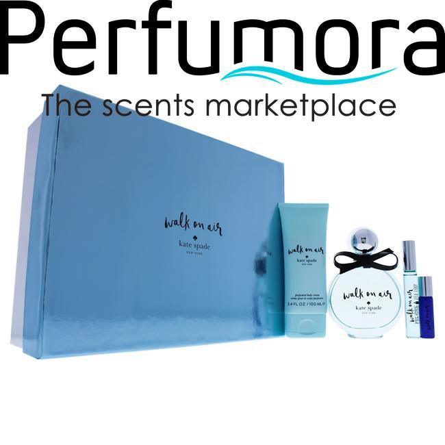 2017S Walk On Air by Kate Spade for Women - 4 Pc Gift Set 3.4oz EDP Spray, 0.34oz EDP Rollerball, 3.4oz Body Cream, 0.16oz Walk On Air Sunset EDP Rollerball