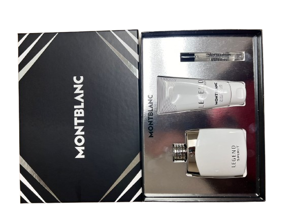 Mont Blanc Legend Spirit EDT 4 Pce Gift Set and Spray Gel for Travel For Men