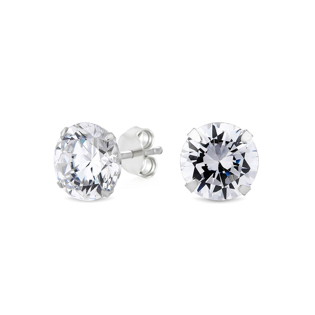 Sterling Silver Round CZ Earrings