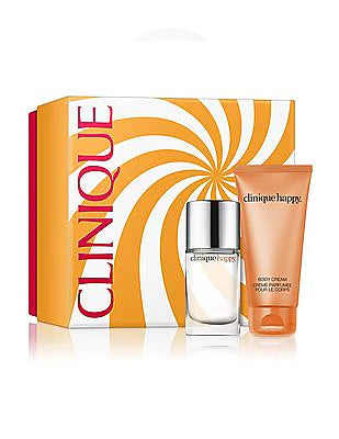 CLINIQUE HAPPY COUPLE DUO PARFUME 2 PCS SET: 0.17 PERFUME + 2 OZ GELATO CREAM FOR BODY