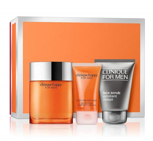 CLINIQUE HAPPY 3 PCS SET FOR MEN: 3.4 COL SP + 3.4 FACE SCRUB + 1.7 BODY AND HAIR WASH