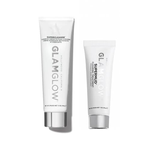 GLAMGLOW LET'S CLEAR THINGS UP 2 PCS SET: 1 OZ SUPER MUD + 5 OZ SUPERCLEANSE