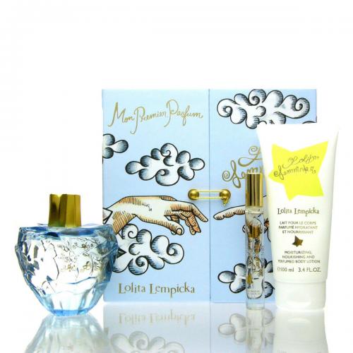 LOLITA LEMPICKA 3 PCS SET: 3.4 EAU DE PARFUM SPRAY + 0.25 OZ EAU DE PARFUM + 3.4 PERFUMED BODY LOTION (HARD BOX)
