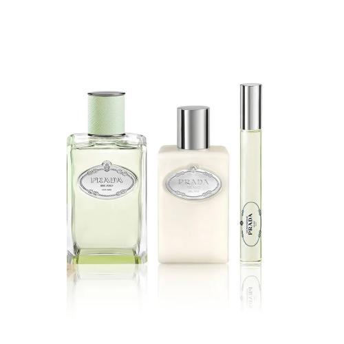 PRADA LES INFUSIONS DE IRIS 3 PCS SET: 3.4 EAU DE PARFUM SPRAY + 0.3 OZ EAU DE PARFUM ROLLERBALL + 3.4 BODY LOTION