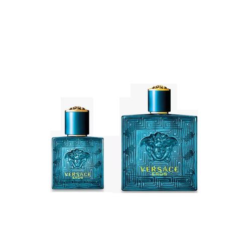 VERSACE EROS 2 PCS SET FOR MEN: 3.4 EDT SP + 1 OZ EDT SP (HARD)