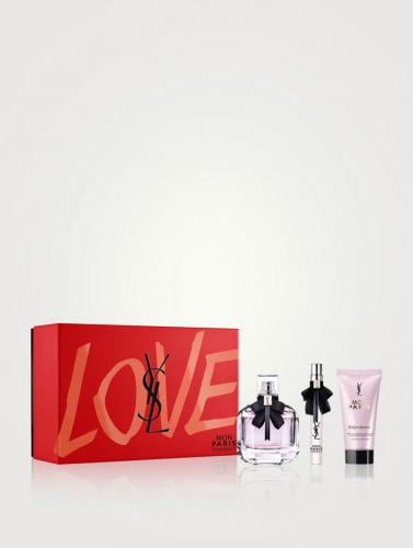 YSL MON PARIS 3 PCS SET: 3 OZ EAU DE PARFUM SPRAY + 0.33 EAU DE PARFUM SPRAY + 1.6 BODY LOTION (HARD BOX)